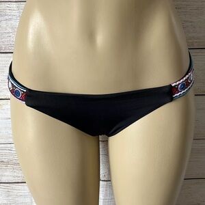 Mara Hoffman Women Swim Embroidery Black Bikini Bottom Size XS